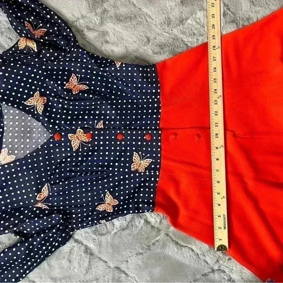 Vintage 70s Young Innocent by Arpeja Dress Butterfly Print Size 9 - Picture 8 of 14